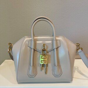 Givenchy Mini Antigona Lock Top Handle Bag – Cream